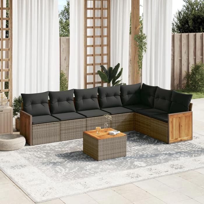 VidaXL Garden Lounge Set with Cushions 8 Pcs, Patio Sofas, Patio Furniture Set, Outdoor Furniture, Grey 3260121