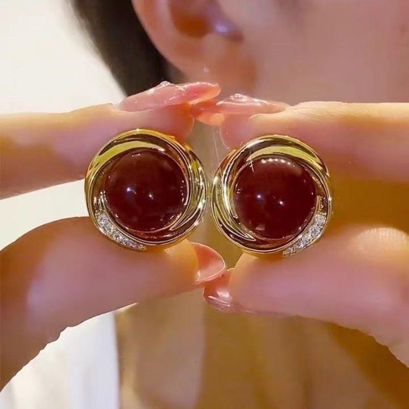 Elegant Rhinestone & Pearl Mermaid Stud Earrings for Autumn/Winter