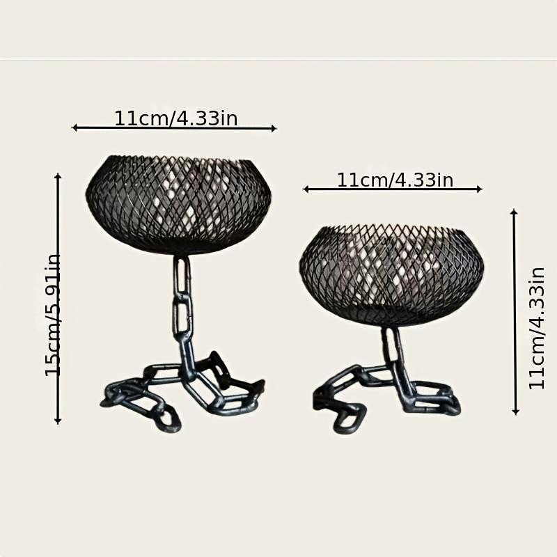 2pcs Industrial Chain Iron Candle Holder Set | Heavy-Duty Iron Construction, Rustic Industrial Decor with Chain Link Design 2pcs