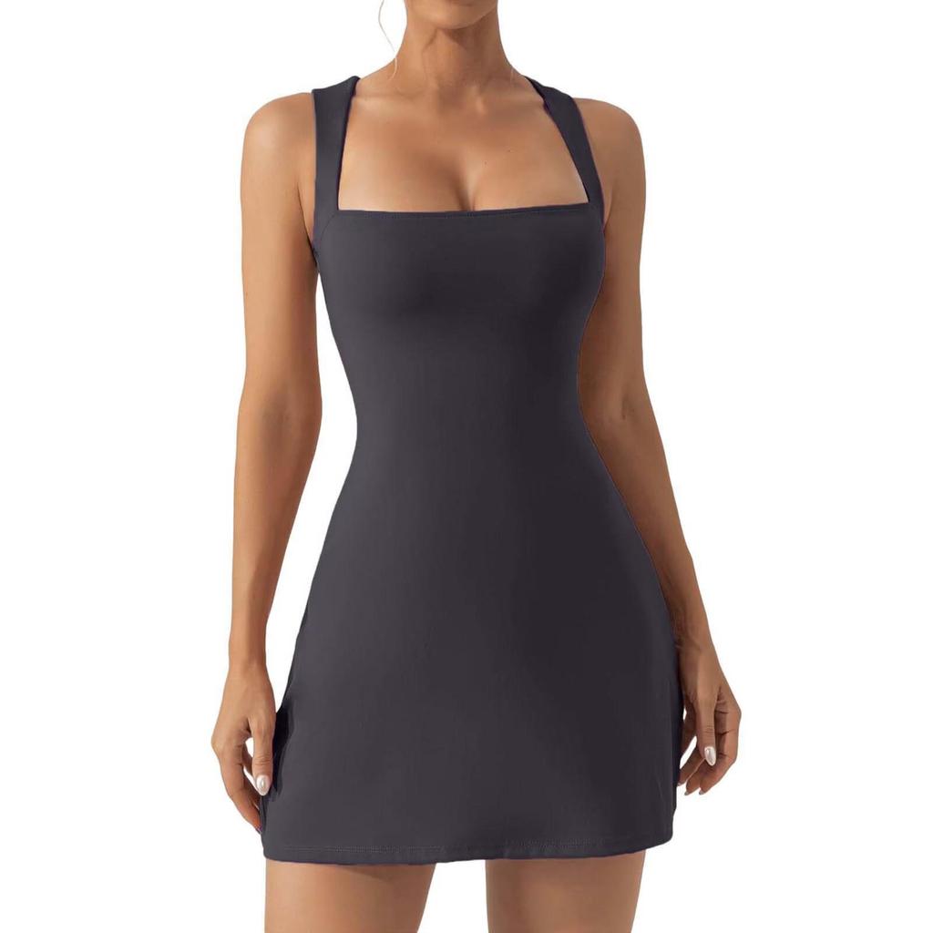 Strappy Solid Color Tight Dress