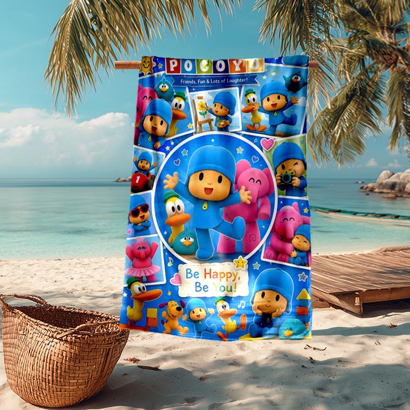 Ultra-Soft Beach Towel with Pocoyo Theme,Ideal for Pool - Camping, Diving - Perfect Travel Essential, Vibrant Beach Towel.