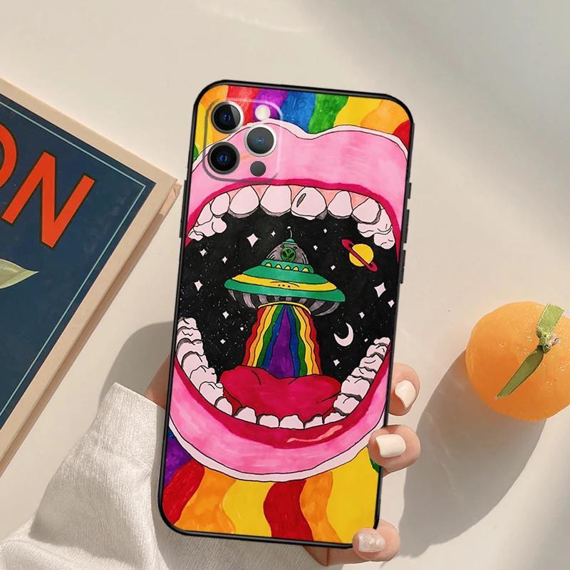 Applicable to iPhone12 Mini mobile phone case aesthetics, cartoon, alien, space mobile phone case sent on behalf of