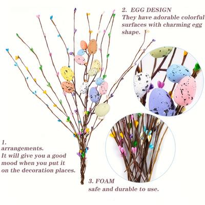 13pcs Artificial Easter Egg Vine Branches Plastic Spring Floral Stems Centerpiece Wreath Decoration Easter Egg Twig Arrangements