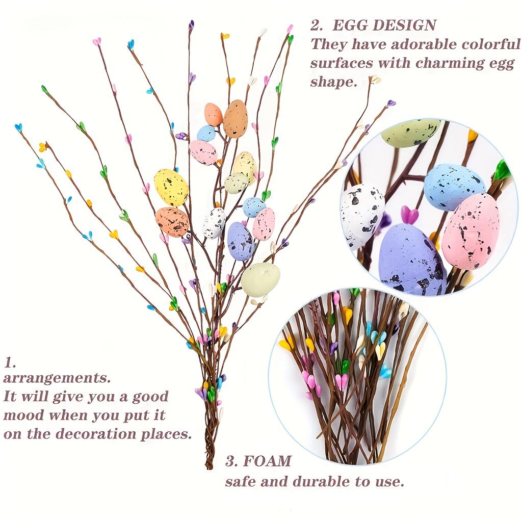 26pcs Plastic Easter Egg Twig Arrangements Artificial Easter Egg Vine Branches Spring Floral Stems Centerpiece Wreath Decoration