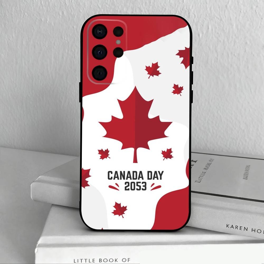 C-Canadian Flag Wallpaper  Phone Case For Samsung S25,S24,S21,S22,S23,S30,Ultra,S20,Plus,Others Soft Black Case