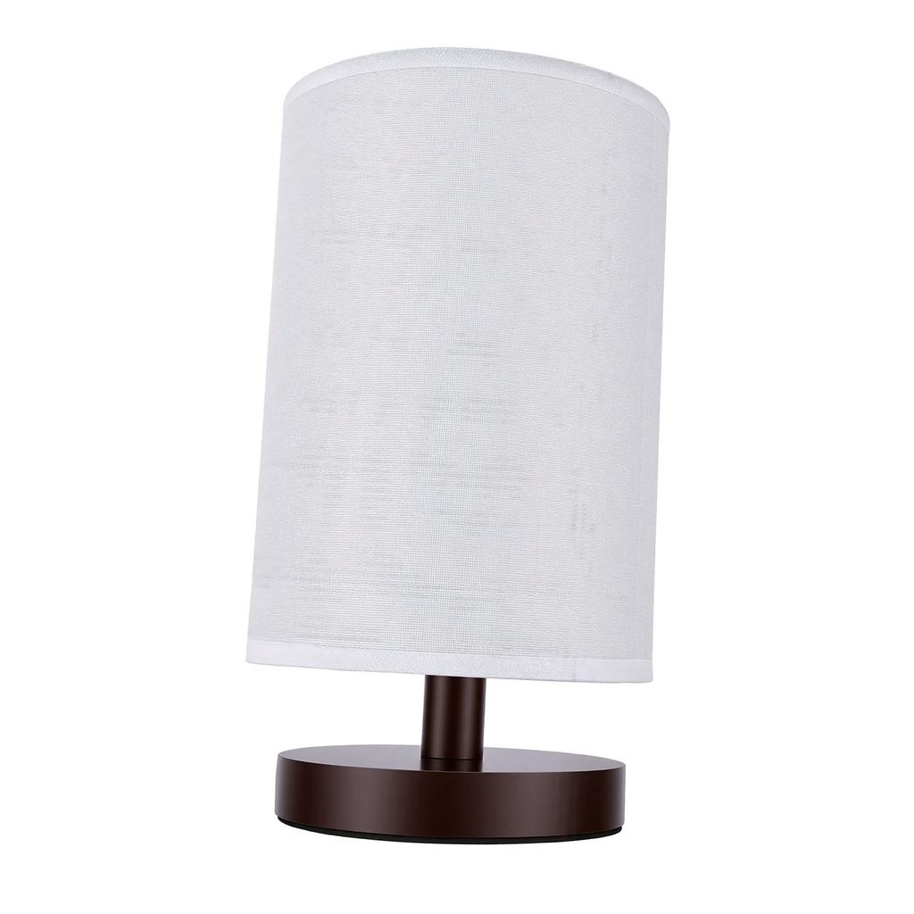 Small Table Lamp for Bedroom Minimalist Nightstand Light with Linen Shade LED Desk Lamp for Living Room College Dorm