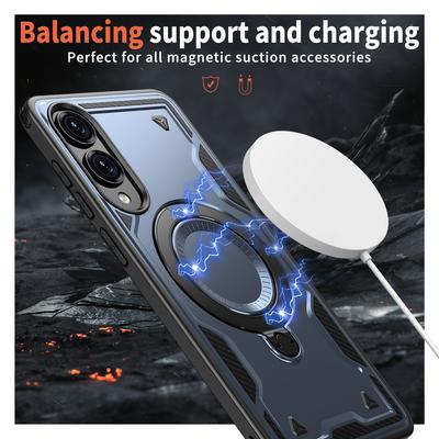 Metallring Magnetische Adsorption Kabellos aufladbare Hülle für Samsung S25 Edge S25 + Galaxy S24 Ultra S23 FE S22 S21 Armor Cover