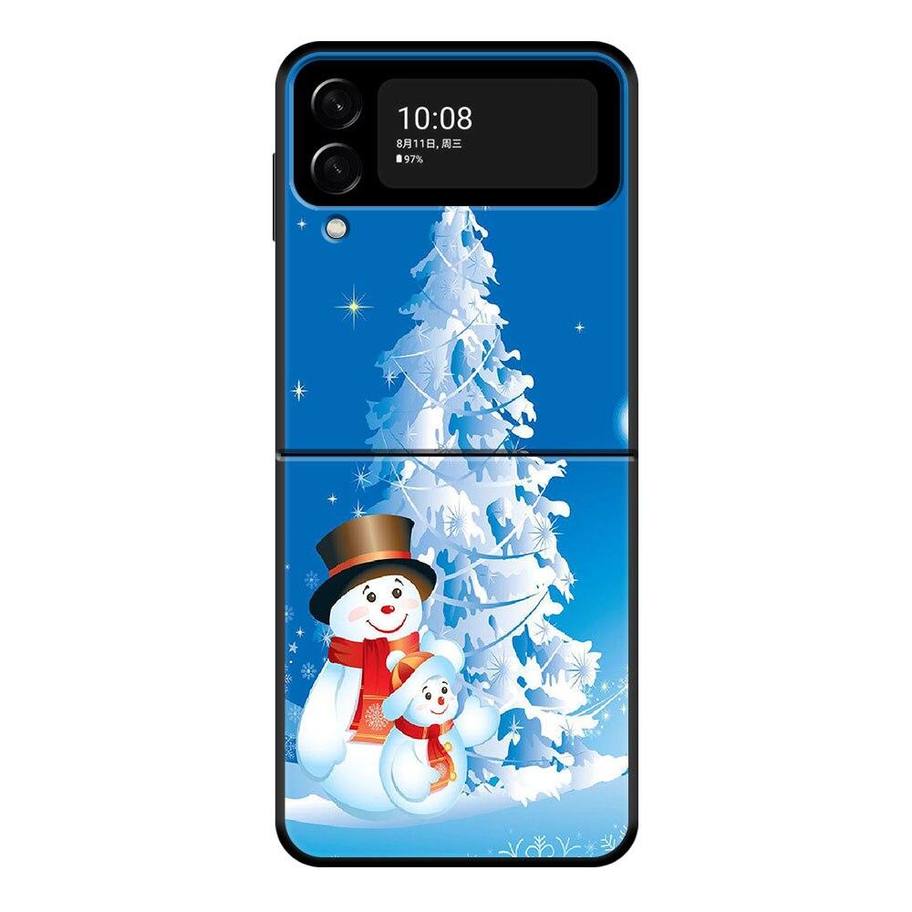 Süße Weihnachts-Schneemann-Telefonhülle für Samsung Galaxy Z Flip Z Flip3 5G Z Flip4 Harte PC-Mattschale