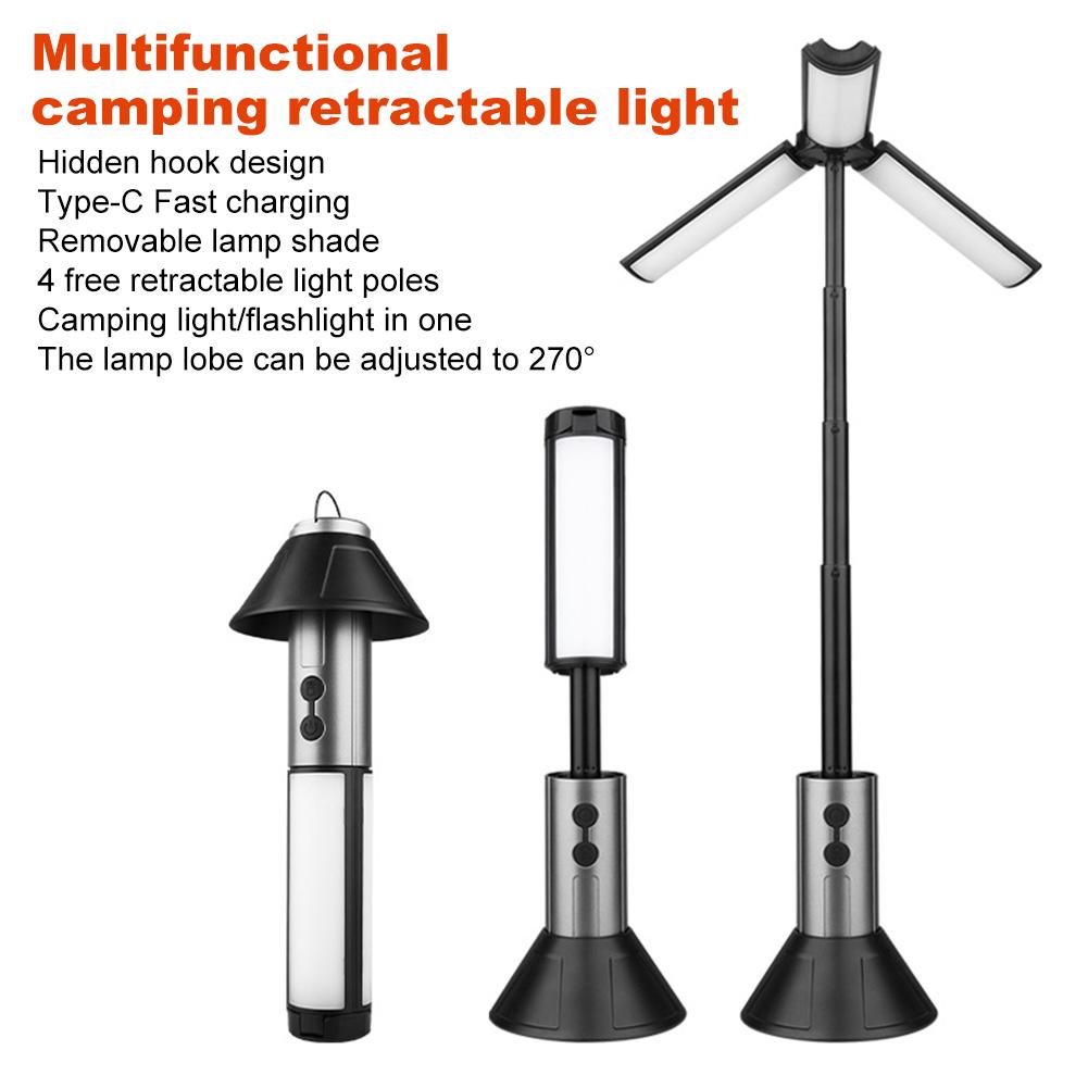 3000mAh Telescopic Portable Flashlight Rechargable Lantern Light Camping Lamp for Camping Hiking Fishing
