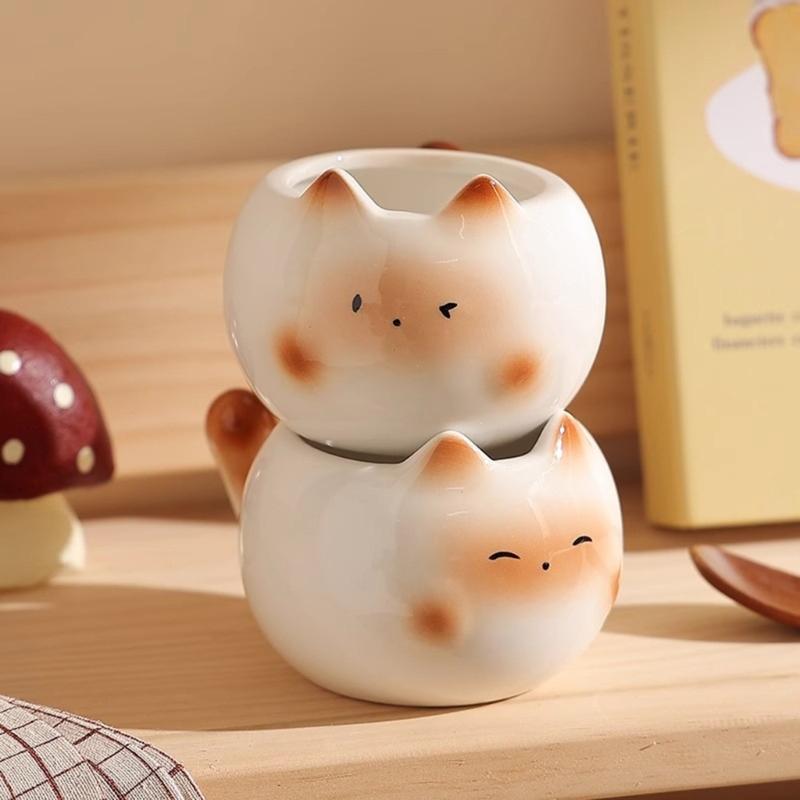 Durable Cats Shape Teas Cup Fashion Cats Shape Ceramic Mug Creative Drinkwares for Individual and Gift Use
