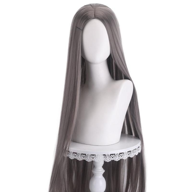 40 Inch Gekleurde Anime Lange Rechte Midden Gespleten Pony Dames Synthetische Pruik Geschikt voor Vakantiefeesten, Halloween Bal Rol-P 40inches&1pc gray