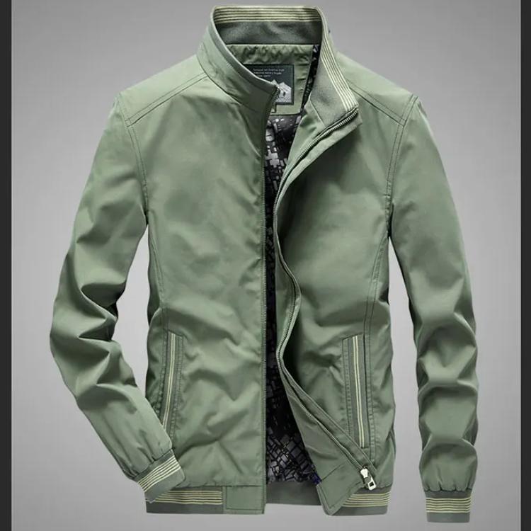 Podzimní pánská bunda se stojáčkem, ležérní kabát pro větší velikosti