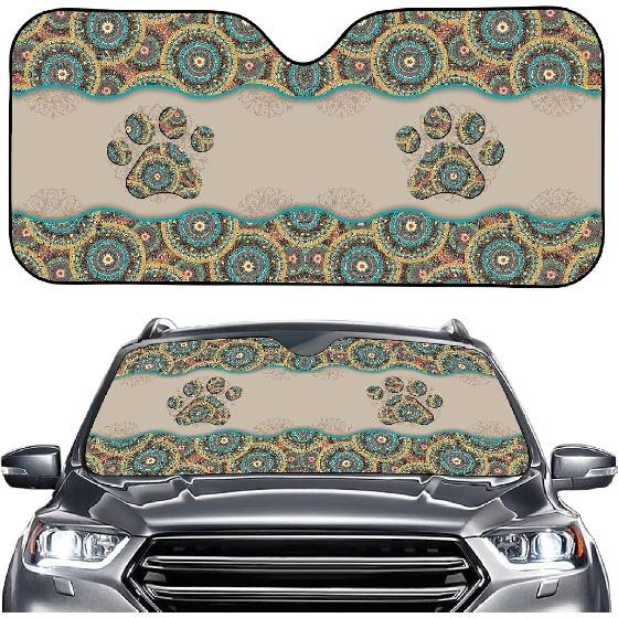 Talayituse Funny Family Dogs Print Windshield Sunshade for Car SUV Truck Foldable Uv Ray Reflector Front Window Sun Shade Visor Shield Cover
