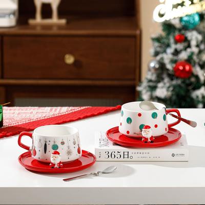 Weihnachts-Kaffee-Tasse und Untertasse Set Keramik Nachmittagstee Latte Tasse mit Löffel Weihnachtsgeschenk