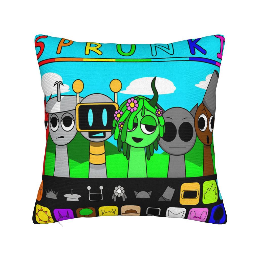 Sprunki Game Square Pillow Cases Cartoon Cushion Cover Fashion Polyester Decor Pillowcover for Car 45x45cm