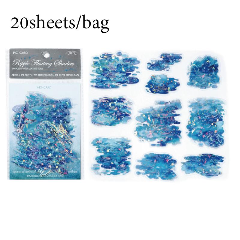 Sticker Pack 20sheets/bag Ice Crystal PET Three-Dimensional Laser Silver Stickers Scrapbook DIY Handbook Mobile Phone Case