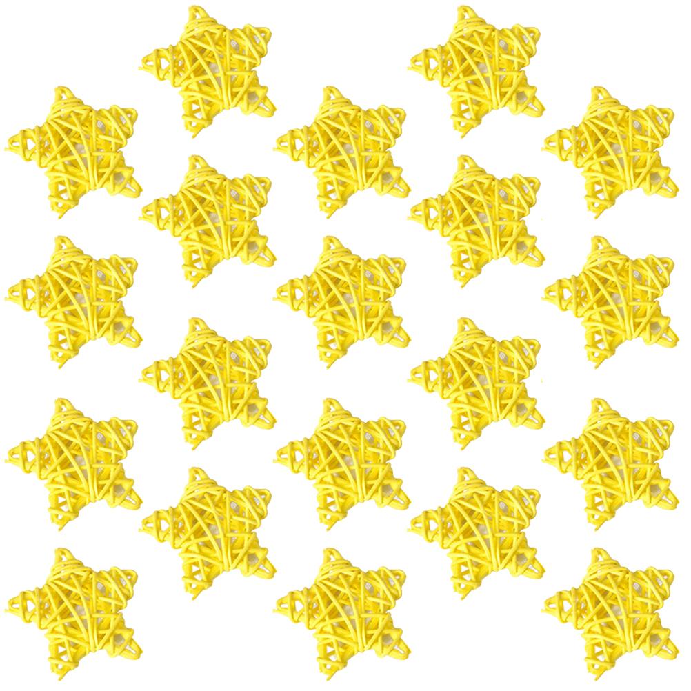 20 Stück Weihnachts Fünfzackiger Stern Deko Rattan Sterne Natürlich DIY Heim Hochzeitsdekoration Hängeornament für Mittelstück Schale