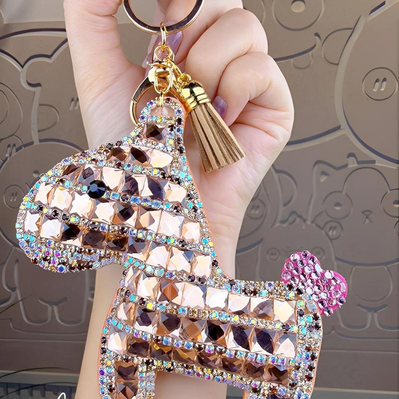 Cute Rhinestone-Studded Pony Keychain Car Keychain Women'S Bag Charm Small Gift