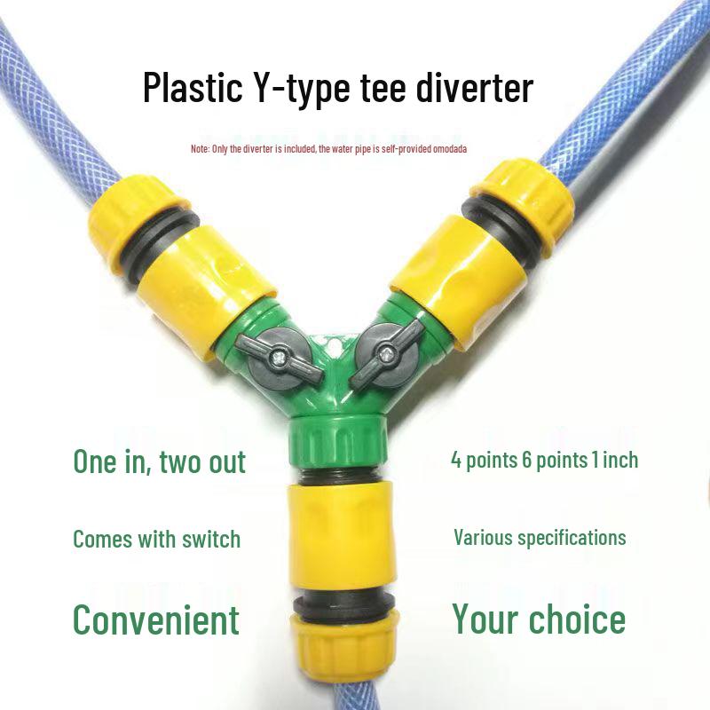 Soft Water Hose with Y-Valve 3-Way Splitter and Quick-Connect Nozzle