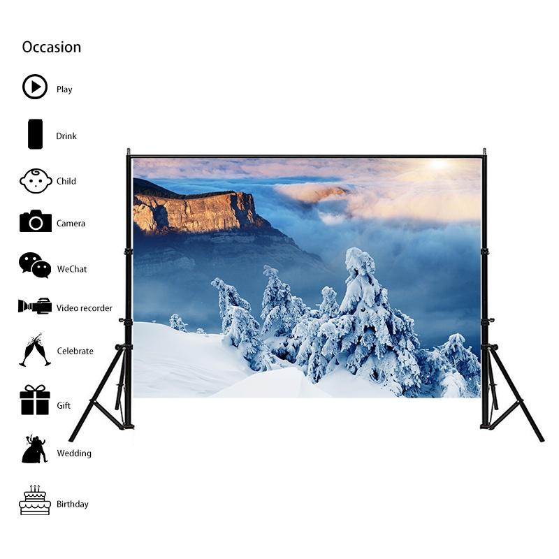 Winter Nature Landscape Photography Background Snow Mountain Forest Studio Photo Backdrops Christmas Theme Living Room Wall Hanging Tapestry Decor