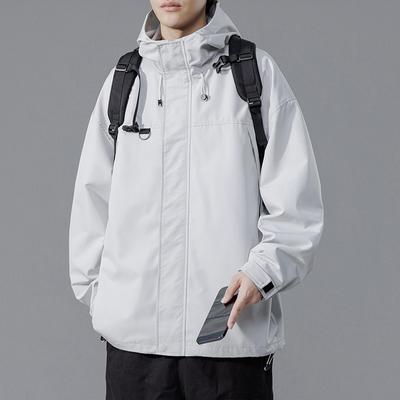 Jacket Hooded Jacket Men's Loose Solid Color Autumn New Outdoor Top Men's and Women's Waterproof and Windproof Couple Coat
