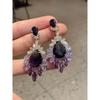 Fashion Fashion Zircon Gradient Purple Droplet Earrings Catwalk Dress Super Flash Earrings 925 Silver Needle Female Ear Rings