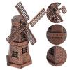 1pcs Red Bronze Windmill Model Metal Construction Windmill Ornament Windmill Decor  Home Office