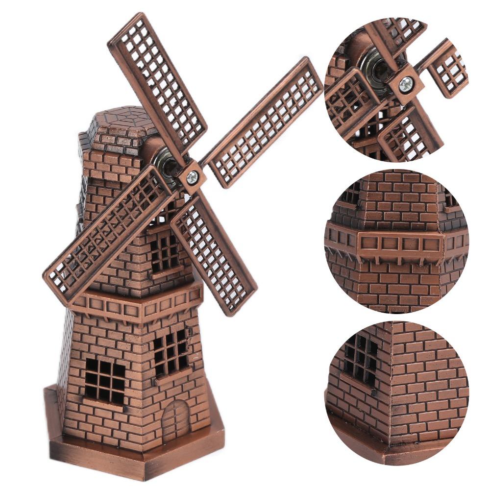 1pcs Red Bronze Windmill Model Metal Construction Windmill Ornament Windmill Decor Home Office