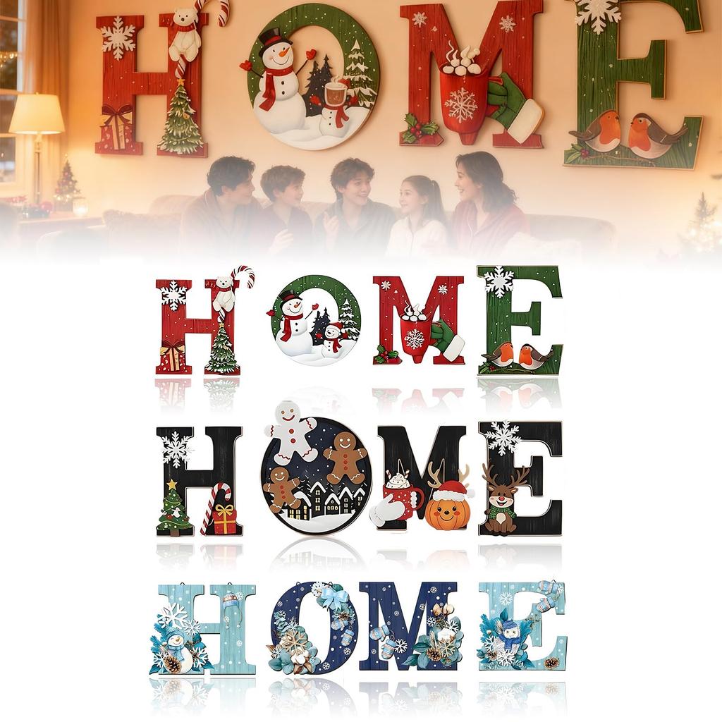 Wood Christmas Wall Sign Decor For Holiday Home Display, European Indoor Outdoor Festive Decoration