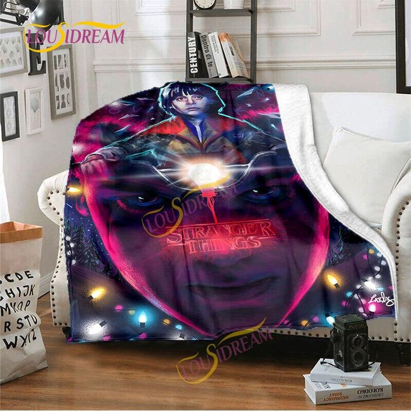 Stranger Things Flannel Blanket  Warm Comfort  Blanket Home Office Noon Break Blanket Travel Bed Sofa Washable Blanket.