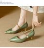 National Style Chinese Pointed High Heels 2025 New French Temperament with Skirt One-word Belt Autumn Bag Head Single Shoes Women