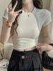 Women's Short-Sleeve Slim-Fit Cropped T-Shirt For Spring And Summer