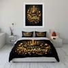 Golden Happy Birthday Design Bedding Duvet Cover Set Duvet Cover Pillowcases  (1*Duvet Cover 2*Pillowcases, without duvet insert)