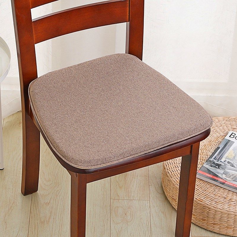 Horseshoe Shape Dining Chair Cushion Chinese Linen Removable Washable Non-slip Thicken Sponge Four Seasons Universal Chair Pad S-about 40x42cm