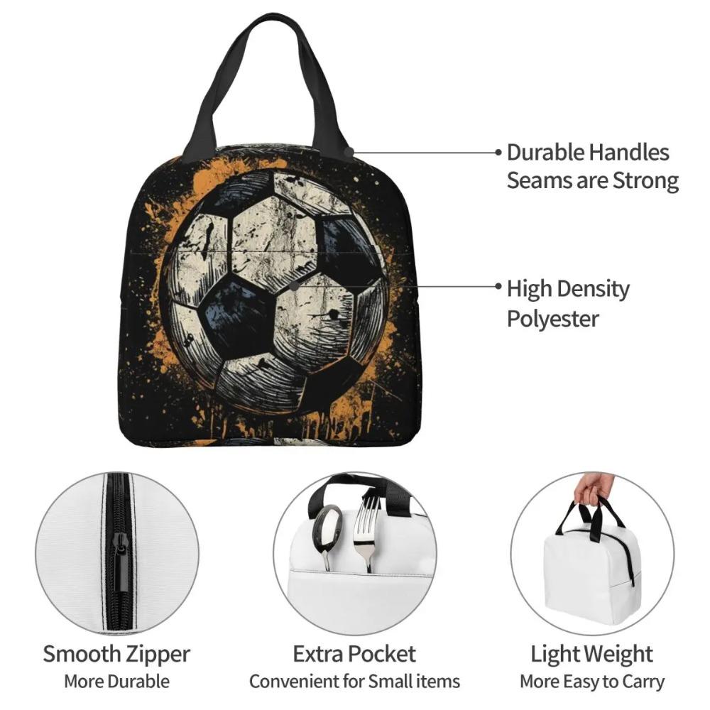 Graffiti Soccer Painting Insulated Lunch Bag for Women Office Cooler Thermal Food Box Tote Leakproof Lunch Boxes Container