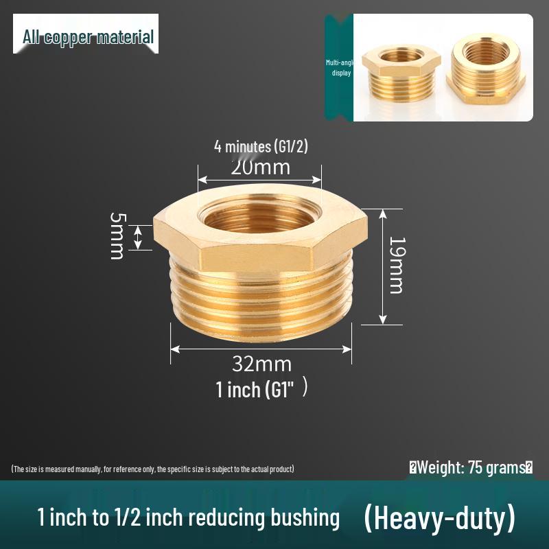 1" To 6-fen Brass Male/Female Thread Water Pipe Repair Core Pressure Gauge Connector
