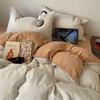 Minimalist Style Solid Color Striped, Bedroom Double Bed Sheet Quilt Cover Female Dormitory Quilt Cover
