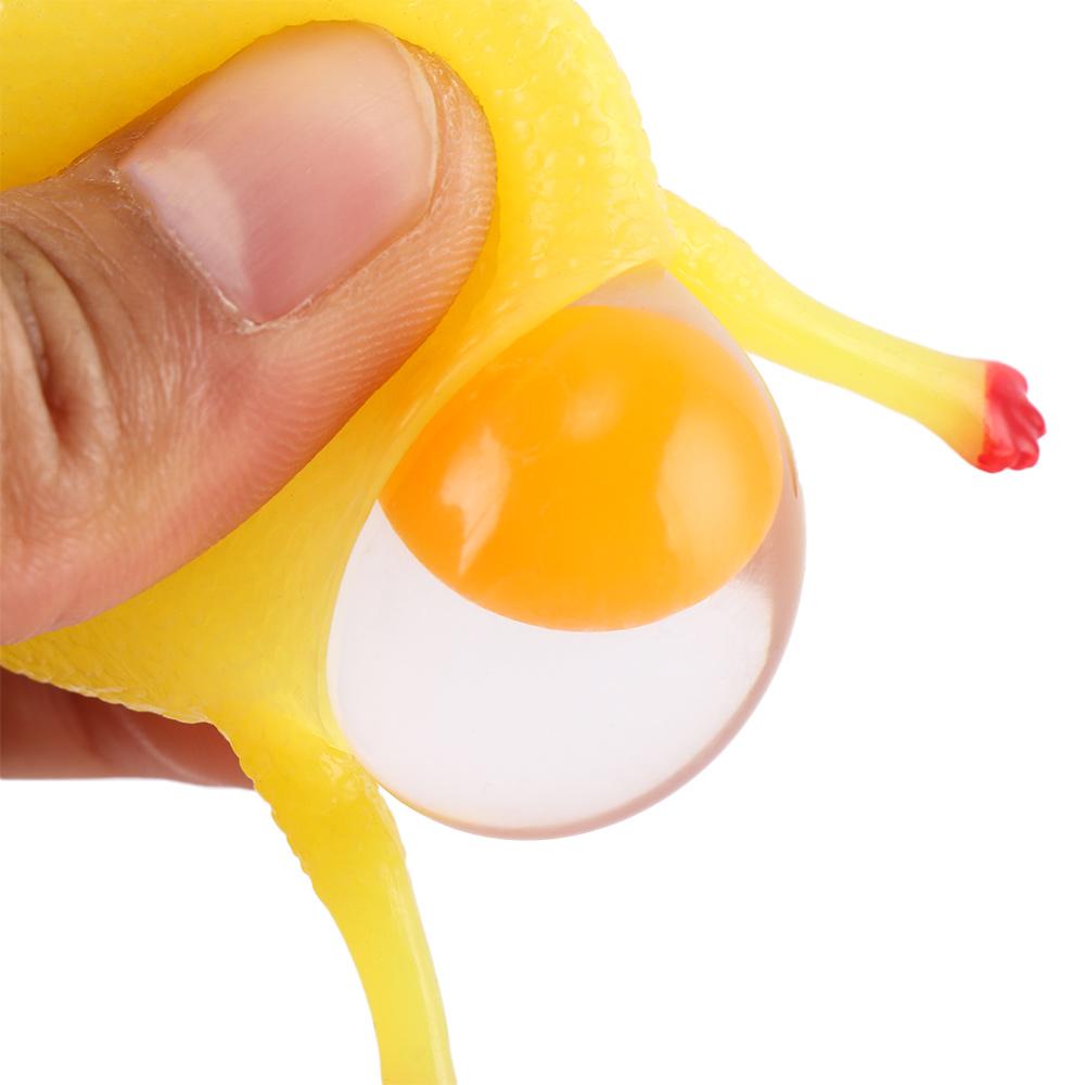 Yellow Hand Novelty Hens Pranks Spoof Halloween Gift Funny Chickens Lay Eggs Keychain Vent Toys