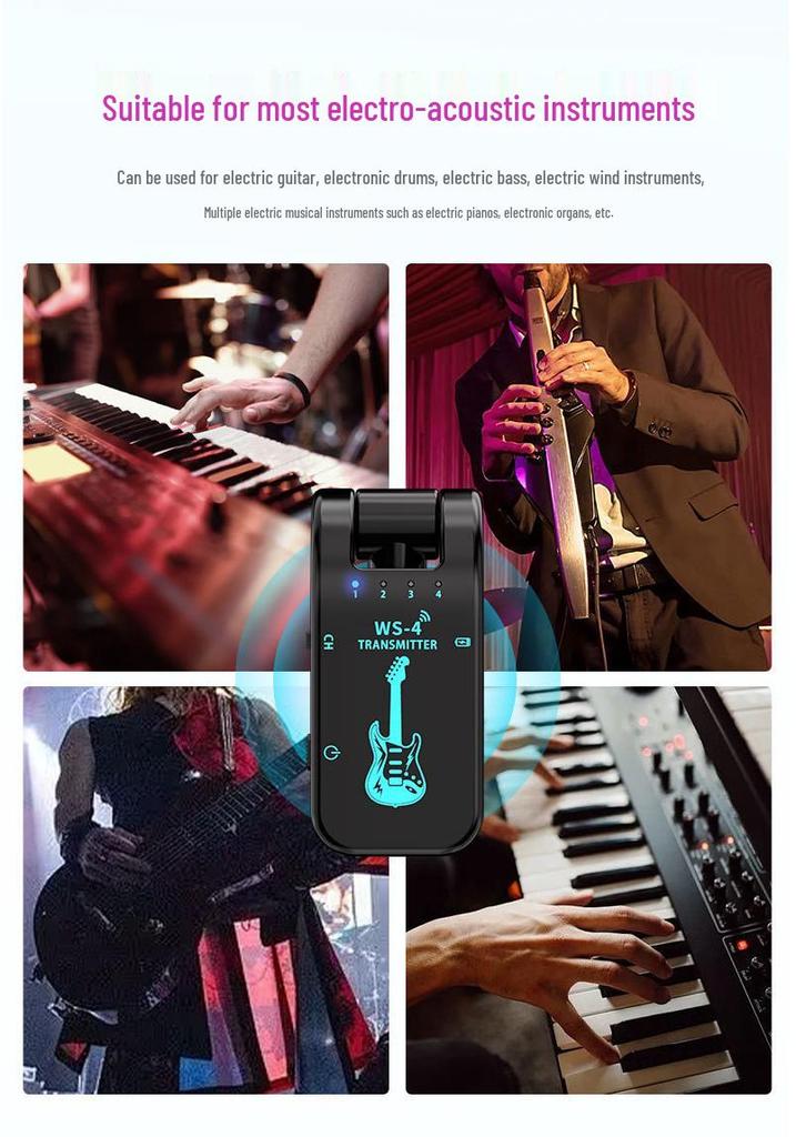 Wireless Electric Guitar & Instrument Transceiver for Audio Connection