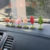 Cute Car Ornament Mini Tree Simulated Flower Interior Accessories Center Console Decorations Mounted Plant Car Decoration