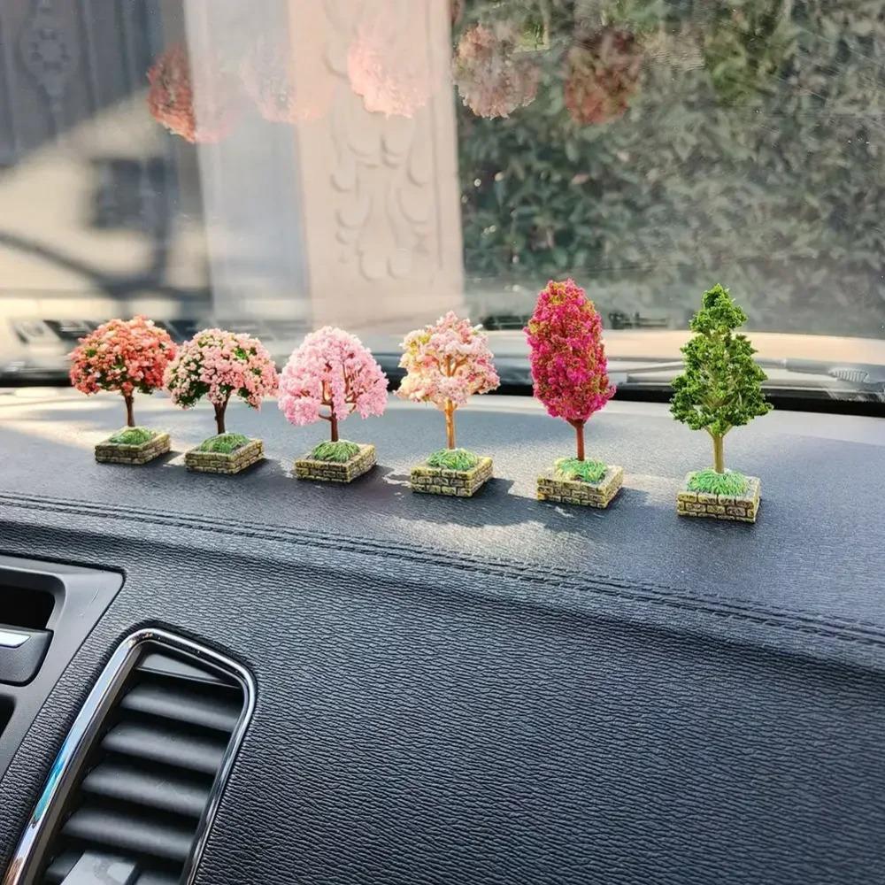 Cute Car Ornament Mini Tree Simulated Flower Interior Accessories Center Console Decorations Mounted Plant Car Decoration