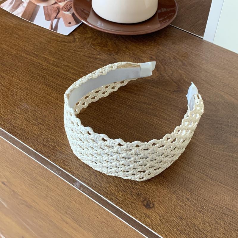 Beach Straw Weaving Cross Knotted Headband Women's Handmade Weaving Hair Band Bohemian Wide-brimmed Hair Hoop Hair Accessories