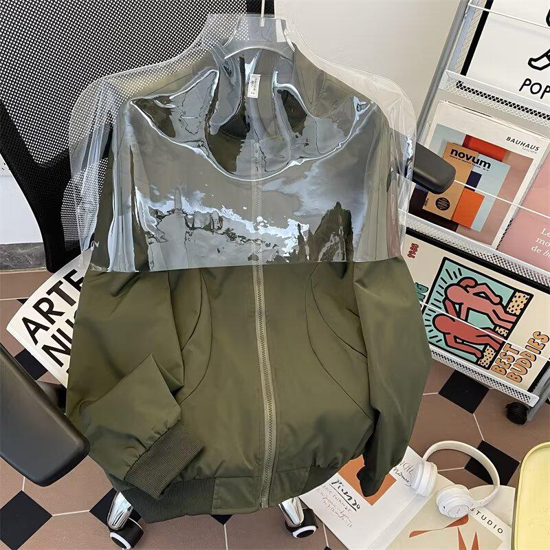 2024 Men's Trendy Retro Loose Solid Color Baseball Jacket for Spring & Autumn