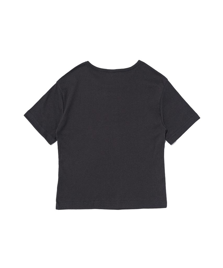 ROIDESROIS Like You Minimal Lettering Crop Short Sleeve T-Shirt (Navy)