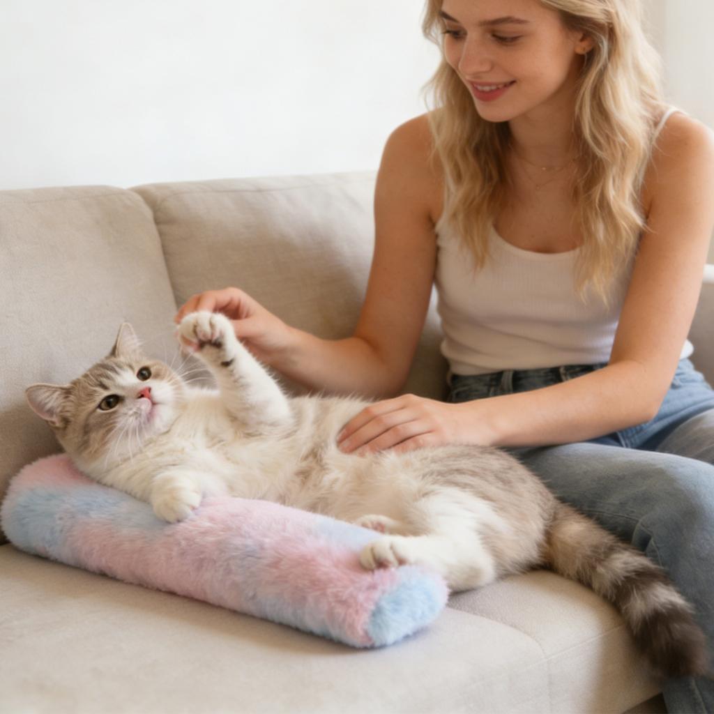 Plush Cats Chew Stick Pillow With Catnip & Silvervine - Interactive Self-Entertain Cats Toy For Teeth Cleaning & Anxiety Relief