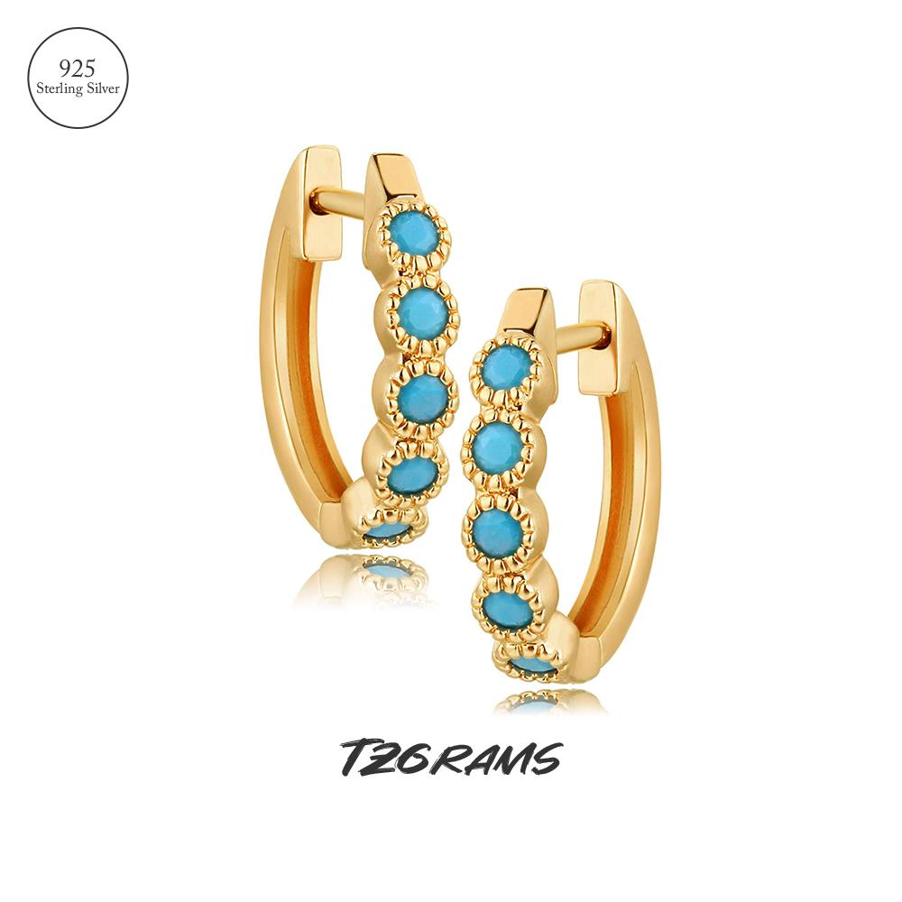 

Оптовая продажа, простые винтажные серьги-кольца из стерлингового серебра с бирюзовыми серьгами в стиле арт-деко, гладкие украшения для дня рождения