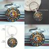 Sun Moon Pattern Glass Keychain Cute Pendant For Gift Giving And Daily Use