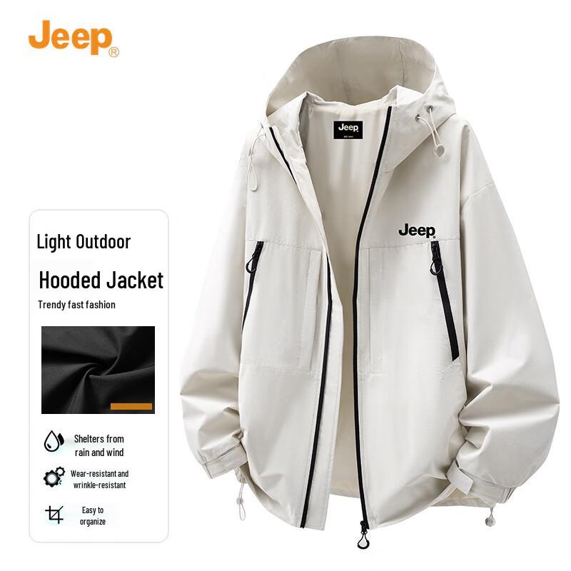 

JEEP Men s 2025 Autumn Casual Hooded Windbreaker Jacket M