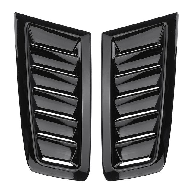 Pair Universal Front Bonnet Vents Hood Trim Cover For Ford Focus RS ST MK2 MK3 Style ABS Glossy Black / Carbon Look