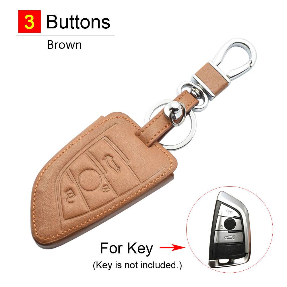 Leather Car Key Case For Bmw 1 2 3 4 5 6 7 Series Gt3 Gt5 M5 M6 X1 X2 X3 X4 X5 X6 3 Buttons Smart Remote Control Protector Cover